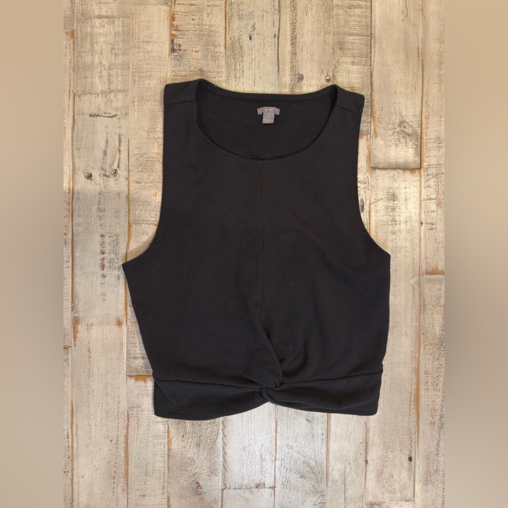 Aerie Twist-Front Sleeveless Crop Top  | Size Large | Black | Soft & Stretchy